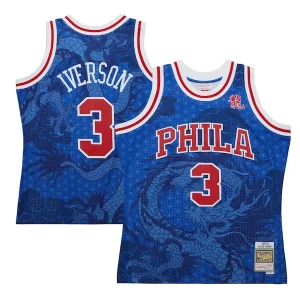Premium Allen Iverson Philadelphia 76ers 1996/97 Hardwood Classics Asian Heritage 6.0 Swingman Throwback Player Jersey   Royal perfect for showing team spirit