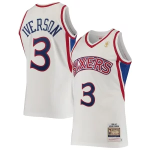 Exquisite Allen Iverson Philadelphia 76ers 1996/97 Hardwood Classics Authentic Jersey   White a must - have for collectors