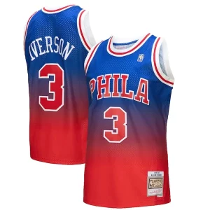 Exquisite Allen Iverson Philadelphia 76ers 1996/97 Hardwood Classics Fadeaway Swingman Player Jersey   Red/Royal perfect for showing team spirit
