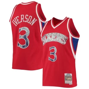 Premium Allen Iverson Philadelphia 76ers 1996/97 Hardwood Classics NBA 75th Anniversary Diamond Swingman Jersey   Red for passionate basketball fans