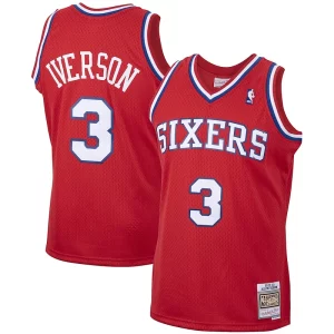 Fantastic Allen Iverson Philadelphia 76ers 2001/02 Hardwood Classics Swingman Jersey   Red to stand out at the arena