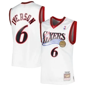 Charming Allen Iverson Philadelphia 76ers 2001/02 Hardwood Classics Swingman Jersey   White/Red for ultimate sports enthusiasts
