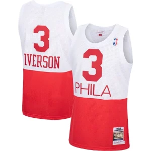 Gorgeous Allen Iverson Philadelphia 76ers 2003/04 Hardwood Classics Authentic Jersey   White/Black/Red to stand out at the arena