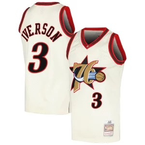 Magnificent Allen Iverson Philadelphia 76ers Chainstitch Swingman Jersey   Cream to elevate your game - day look