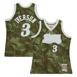 Fantastic Allen Iverson Philadelphia 76ers Hardwood Classics 1997/98 Ghost Green Swingman Jersey   Camo perfect for showing team spirit