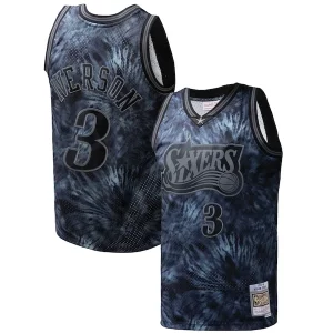 Exquisite Allen Iverson Philadelphia 76ers Hardwood Classics 1997/98 Tie Dye Swingman Jersey   Black to elevate your game - day look