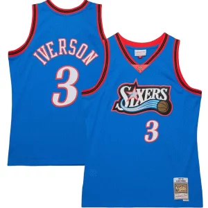 Exquisite Allen Iverson Philadelphia 76ers Hardwood Classics 1997/98 Tropical Swingman Jersey   Royal a must - have for collectors
