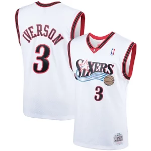 Fantastic Allen Iverson Philadelphia 76ers Hardwood Classics Swingman Jersey   White/Royal for passionate basketball fans