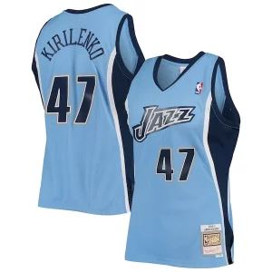 Magnificent Andrei Kirilenko Utah Jazz 2009/10 Hardwood Classics Swingman Jersey   Powder Blue for passionate basketball fans