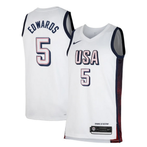 Magnificent Anthony Edwards Unisex Nike Men's USA Basketball 2024 Swingman Player Jersey   White perfect for showing team spirit