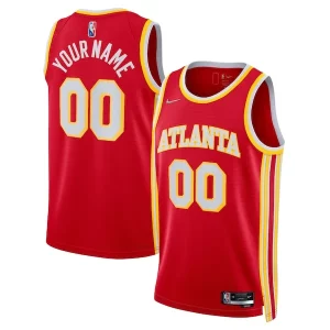 Premium Atlanta Hawks Nike 2021/22 Diamond Swingman Custom Jersey   Icon Edition   Red perfect for showing team spirit