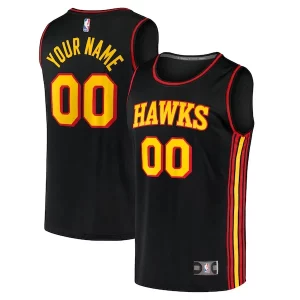 Superb Atlanta Hawks Youth Custom Fast Break Replica Jersey Black   Statement Edition for passionate basketball fans