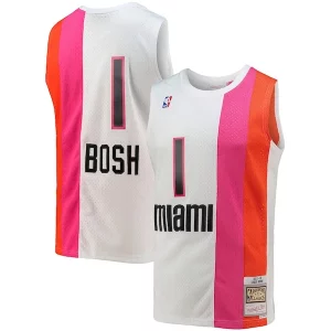 Superb Chris Bosh Miami Heat 2001/02 Hardwood Classics Swingman Jersey   White for passionate basketball fans