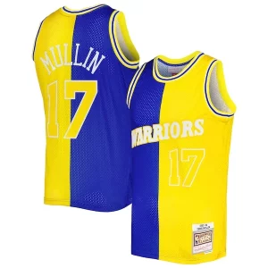 Fantastic Chris Mullin Golden State Warriors Hardwood Classics 1993/94 Split Swingman Jersey   Royal/Gold for passionate basketball fans