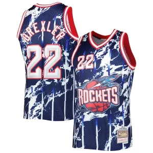 Exquisite Clyde Drexler Houston Rockets 1996/97 Hardwood Classics Marble Swingman Jersey   Navy a must - have for collectors