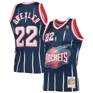 Exquisite Clyde Drexler Houston Rockets 1996/97 Hardwood Classics Swingman Jersey   Navy for passionate basketball fans