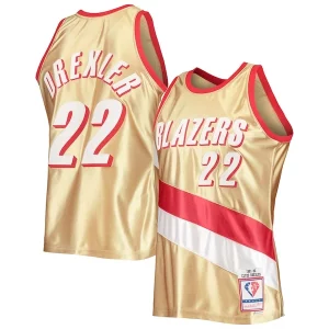 Gorgeous Clyde Drexler Portland Trail Blazers 75th Anniversary 1991/92 Hardwood Classics Swingman Jersey   Gold for passionate basketball fans