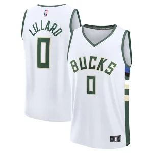Premium Damian Lillard Milwaukee Bucks Fast Break Replica Player Jersey   Association Edition   White for passionate basketball fans