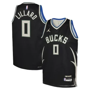 Superb Damian Lillard Milwaukee Bucks Jordan Brand Youth Swingman Jersey   Statement Edition   Black for passionate basketball fans