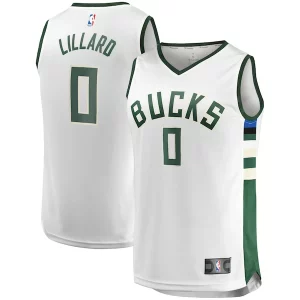 Magnificent Damian Lillard Milwaukee Bucks Youth Fast Break Player Jersey   Association Edition   White to stand out at the arena