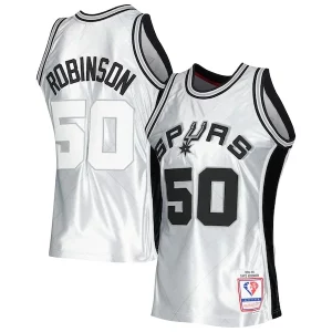 Superb David Robinson San Antonio Spurs 1998/99 Hardwood Classics 75th Anniversary Swingman Jersey   Platinum for ultimate sports enthusiasts