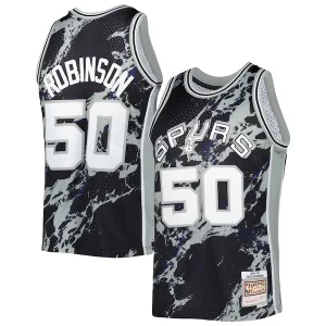 Fantastic David Robinson San Antonio Spurs 1998/99 Hardwood Classics Marble Swingman Jersey   Black a must - have for collectors