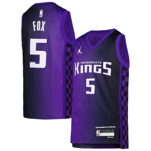 Charming De'Aaron Fox Sacramento Kings Jordan Brand Youth Swingman Jersey   Statement Edition   Purple perfect for showing team spirit