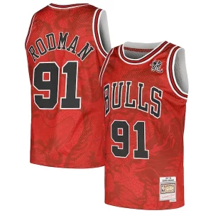 Premium Dennis Rodman Chicago Bulls 1997/98 Hardwood Classics Asian Heritage 6.0 Swingman Throwback Player Jersey   Red a must - have for collectors