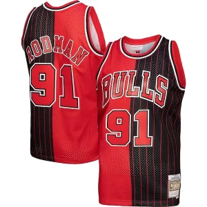 Fantastic Dennis Rodman Chicago Bulls Big & Tall Hardwood Classics 1995/96 Split Swingman Jersey   Red/Black to elevate your game - day look