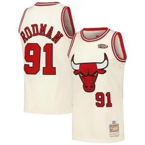 Fantastic Dennis Rodman Chicago Bulls Chainstitch Swingman Jersey   Cream for ultimate sports enthusiasts