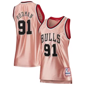 Magnificent Dennis Rodman Chicago Bulls Women's 75th Anniversary Rose Gold 1997 Swingman Jersey   Pink perfect for showing team spirit