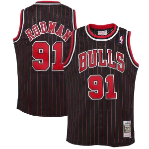 Stunning Dennis Rodman Chicago Bulls Youth 1995/96 Hardwood Classics Swingman Jersey   Black for ultimate sports enthusiasts