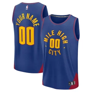 Gorgeous Denver Nuggets Fast Break Custom Jersey Statement Edition   Blue/Navy to elevate your game - day look