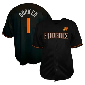 Magnificent Devin Booker Phoenix Suns Profile Big & Tall Name & Number Button Up Jersey   Black to elevate your game - day look