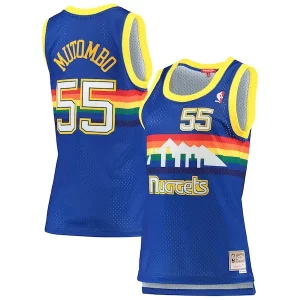 Stunning Dikembe Mutombo Denver Nuggets Women's 1991/92 Hardwood Classics Swingman Jersey   Royal to elevate your game - day look