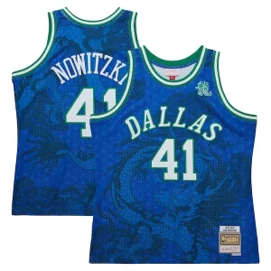 Superb Dirk Nowitzki Dallas Mavericks 1998 2019 Hardwood Classics Asian Heritage 6.0 Swingman Throwback Player Jersey   Blue for ultimate sports enthusiasts