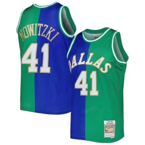 Fantastic Dirk Nowitzki Dirk Nowitzki Hardwood Classics 1998/2019 Split Swingman Jersey   Blue/Green a must - have for collectors