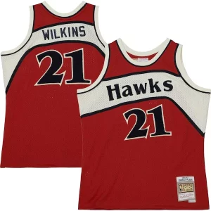 Magnificent Dominique Wilkins Atlanta Hawks 1986/87 Hardwood Classics Off Court Swingman Jersey   Red to stand out at the arena