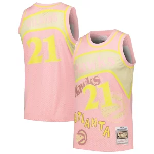 Exquisite Dominique Wilkins Atlanta Hawks 1986/87 Swingman Sidewalk Sketch Jersey   Pink perfect for showing team spirit