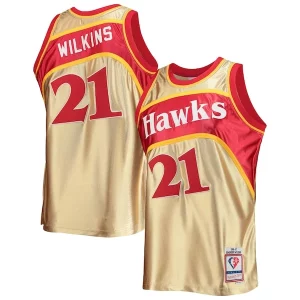 Exquisite Dominique Wilkins Atlanta Hawks 75th Anniversary 1986/87 Hardwood Classics Swingman Jersey   Gold a must - have for collectors