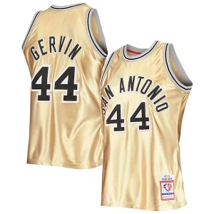 Fantastic George Gervin San Antonio Spurs 75th Anniversary 1977/78 Hardwood Classics Swingman Jersey   Gold to stand out at the arena