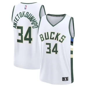 Gorgeous Giannis Antetokounmpo Milwaukee Bucks Fast Break Replica Player Jersey   Association Edition   White for ultimate sports enthusiasts