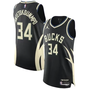 Superb Giannis Antetokounmpo Milwaukee Bucks Jordan Brand Authentic Player Jersey   Statement Edition   Black for ultimate sports enthusiasts