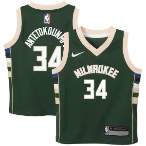 Stunning Giannis Antetokounmpo Milwaukee Bucks Nike Preschool Swingman Player Jersey   Icon Edition   Hunter Green perfect for showing team spirit