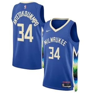 Exquisite Giannis Antetokounmpo Milwaukee Bucks Nike Unisex 2022/23 Swingman Jersey   City Edition   Royal perfect for showing team spirit