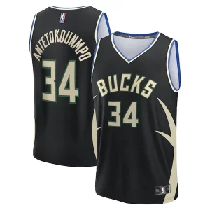 Fantastic Giannis Antetokounmpo Milwaukee Bucks Youth Fast Break Replica Player Jersey   Statement Edition   Black for passionate basketball fans