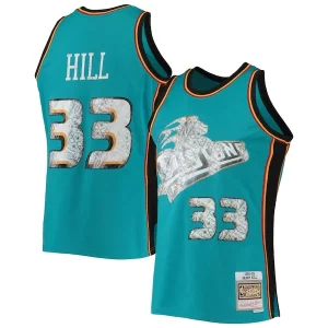 Fantastic Grant Hill Detroit Pistons 1998/99 Hardwood Classics NBA 75th Anniversary Diamond Swingman Jersey   Teal perfect for showing team spirit