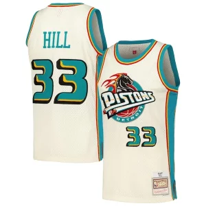 Exquisite Grant Hill Detroit Pistons Chainstitch Swingman Jersey   Cream to stand out at the arena
