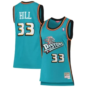 Stunning Grant Hill Detroit Pistons Women's 1998/99 Hardwood Classics Swingman Jersey   Teal to elevate your game - day look