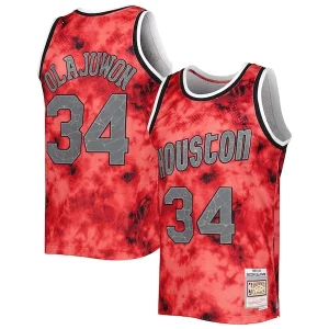Stunning Hakeem Olajuwon Houston Rockets 1993/94 Galaxy Swingman Jersey   Red perfect for showing team spirit